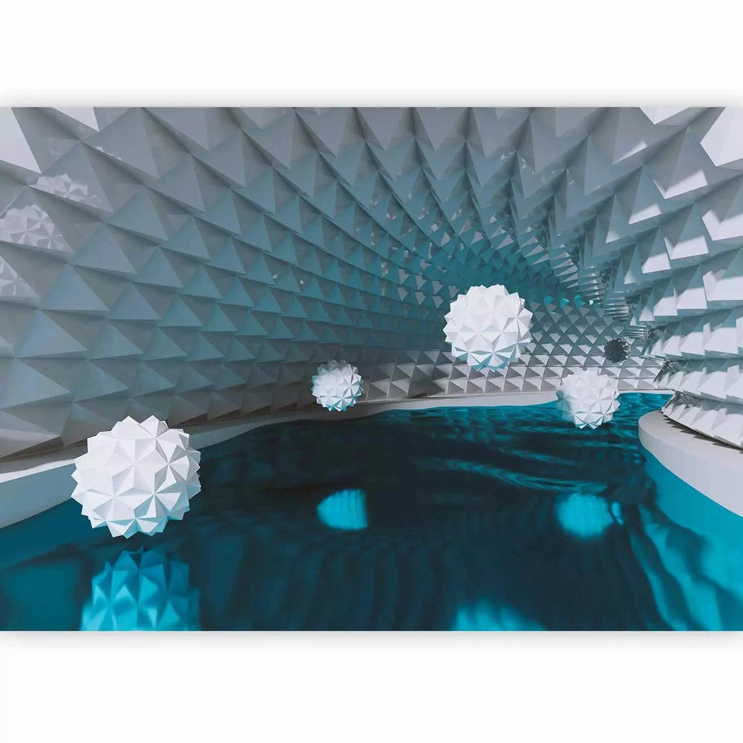 3D fototapetes - Abstrakcija ar tuneli, zilā krāsā - moderni Tapetenshop.lv