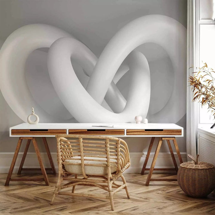 3D fototapetes ar perspektīvu baltā un pelēkā krāsā, 97038 Tapetenshop.lv