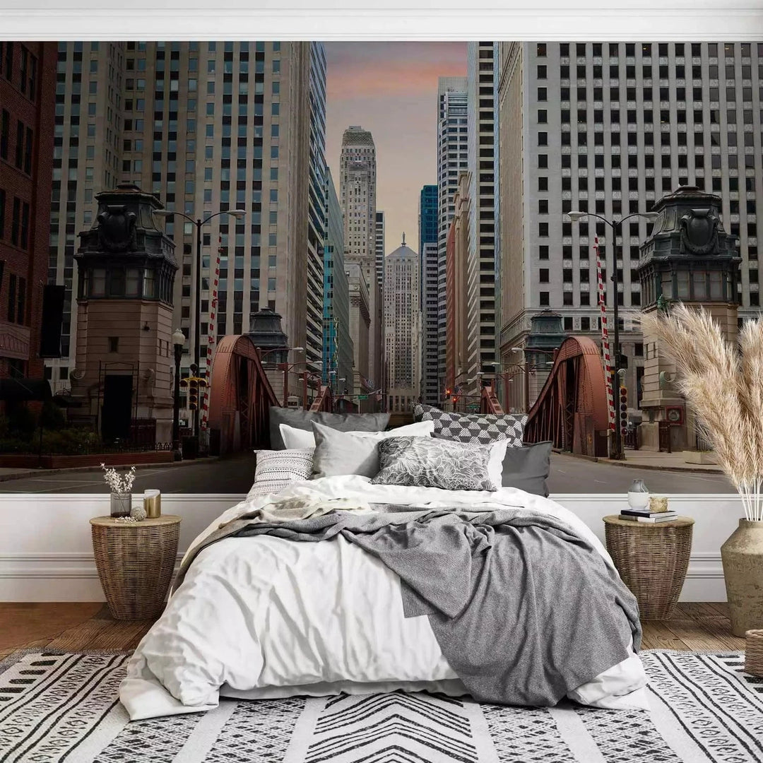 3D fototapetes ar perspektīvu - Čikāgas ielas, 97225 Tapetenshop.lv
