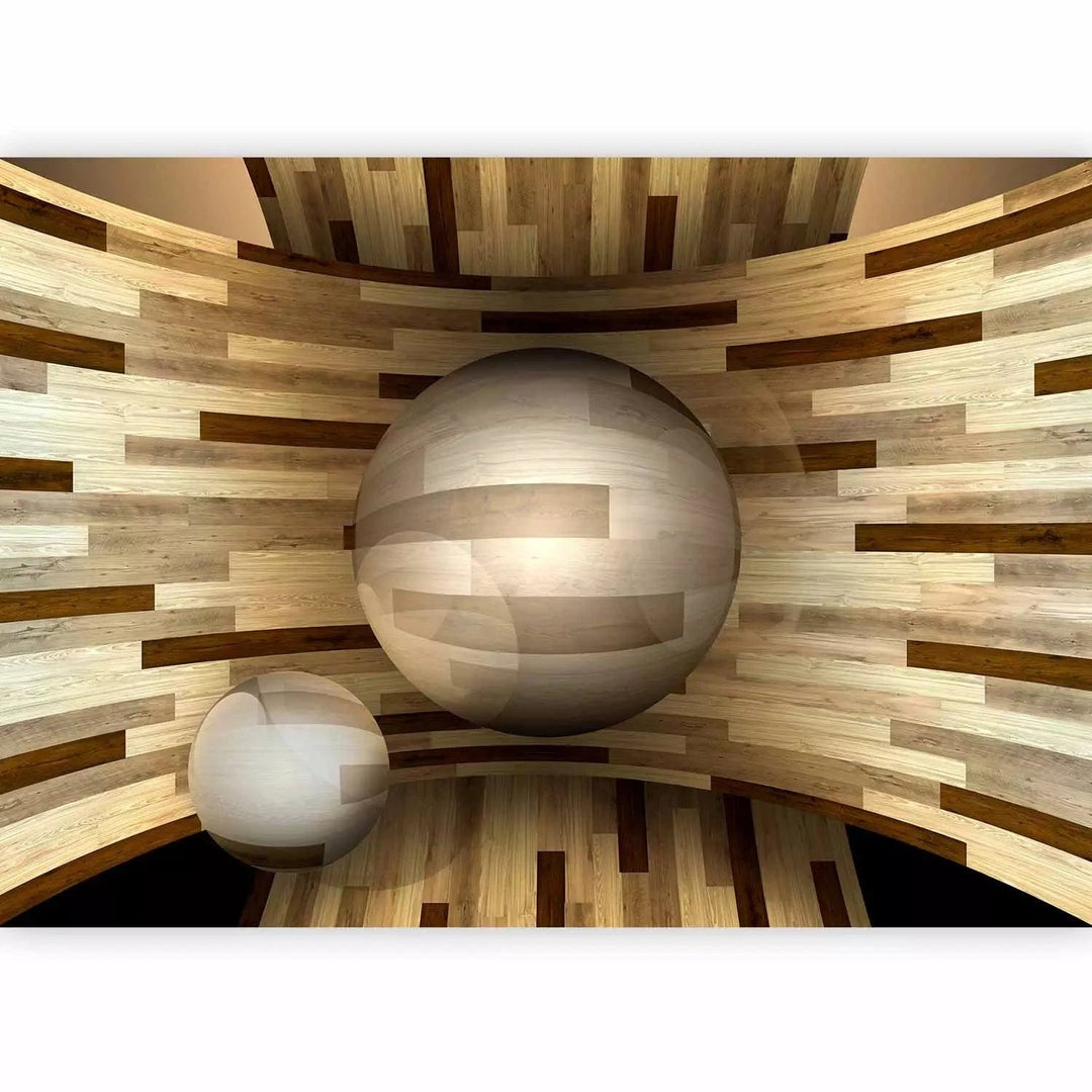 3D fototapetes ar perspektīvu - Koka sfēra, 97057 Tapetenshop.lv