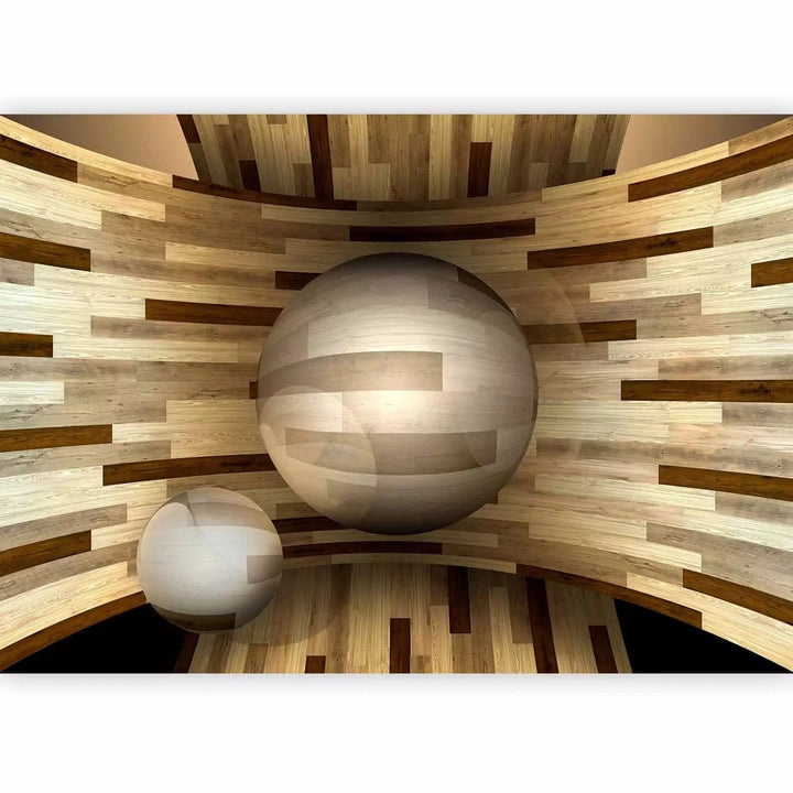 3D fototapetes ar perspektīvu - Koka sfēra, 97057 Tapetenshop.lv