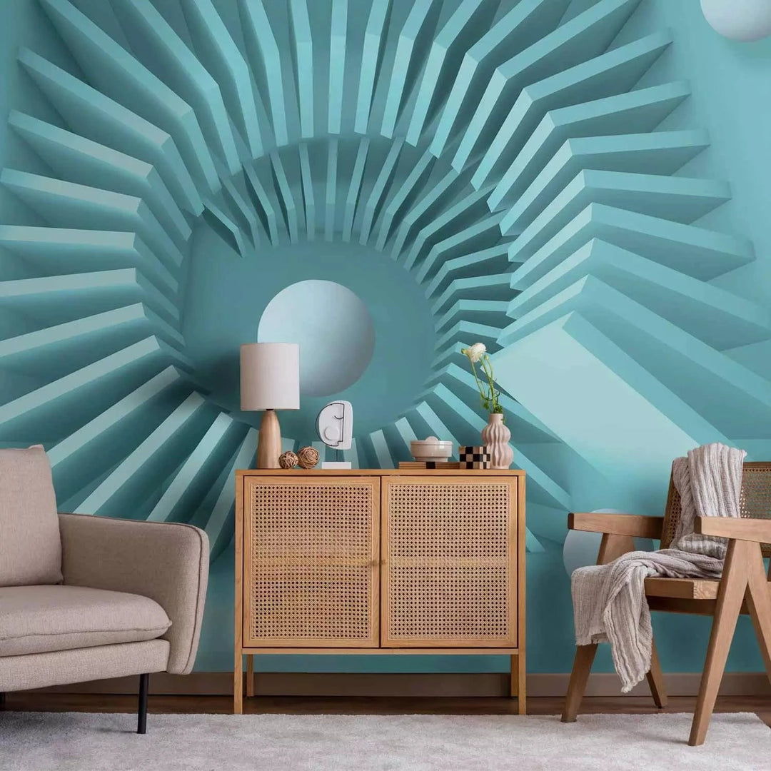 3D fototapetes ar perspektīvu - Zils labirints, 97064 Tapetenshop.lv