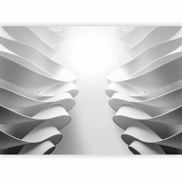 3D fototapetes - Balta lente - trīsdimensiju kompozīcija baltā un pelēkā krāsā, 138846 Tapetenshop.lv