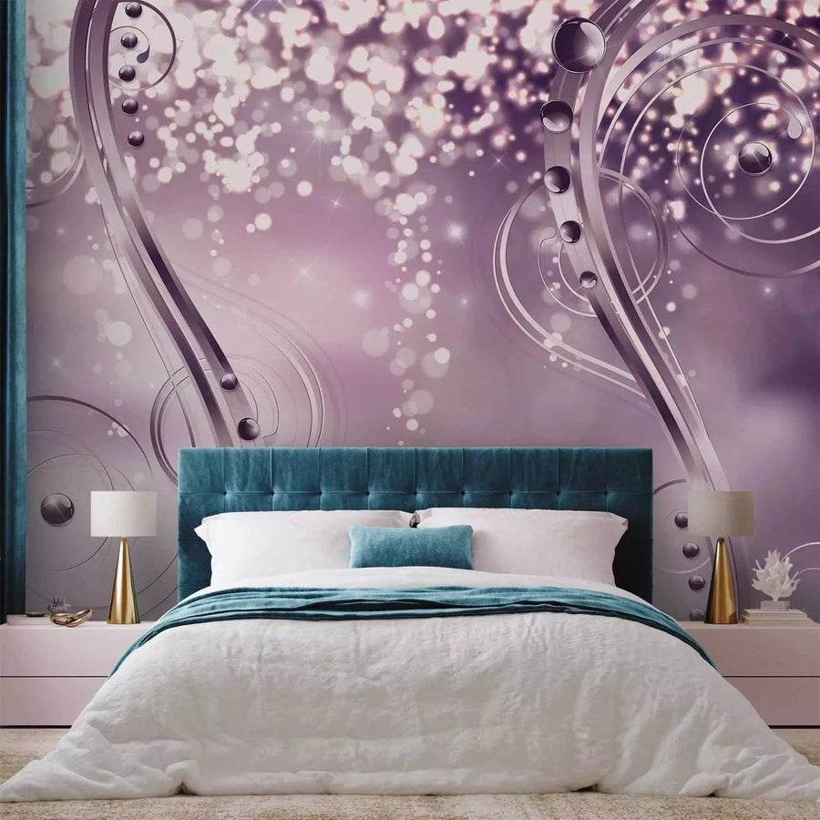 3D fototapetes - Gaismas kompozīcija ar ornamentu, violetā - cena Tapetenshop.lv