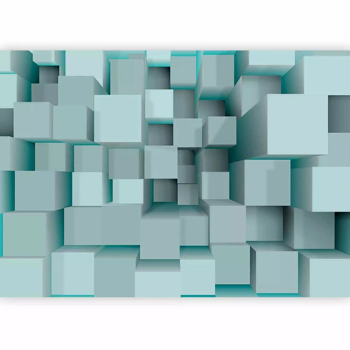 3D fototapetes - zilas ģeometriskas figūras ar ilūzijas efektu, 97063 Tapetenshop.lv