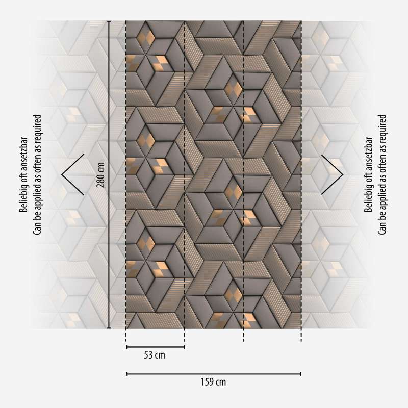 Abstraktā raksta tapetes ar 3D optiku - pelēka, taupe, krāsā, 1375145 AS Creation