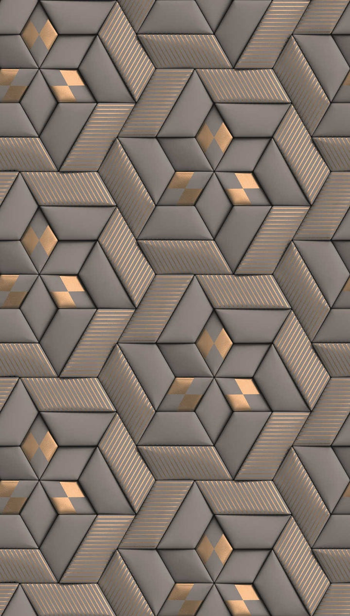 Abstraktā raksta tapetes ar 3D optiku - pelēka, taupe, krāsā, 1375145 AS Creation