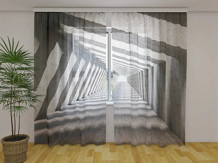 Dienas un nakts aizkari ar 3D optisku ilūziju - Akmens tunelis Tapetenshop.lv