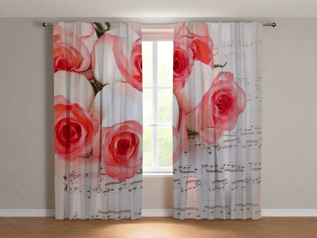 Dienas un nakts aizkari ar rozēm - Rozes mūzika Tapetenshop.lv