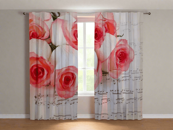 Dienas un nakts aizkari ar rozēm - Rozes mūzika Tapetenshop.lv