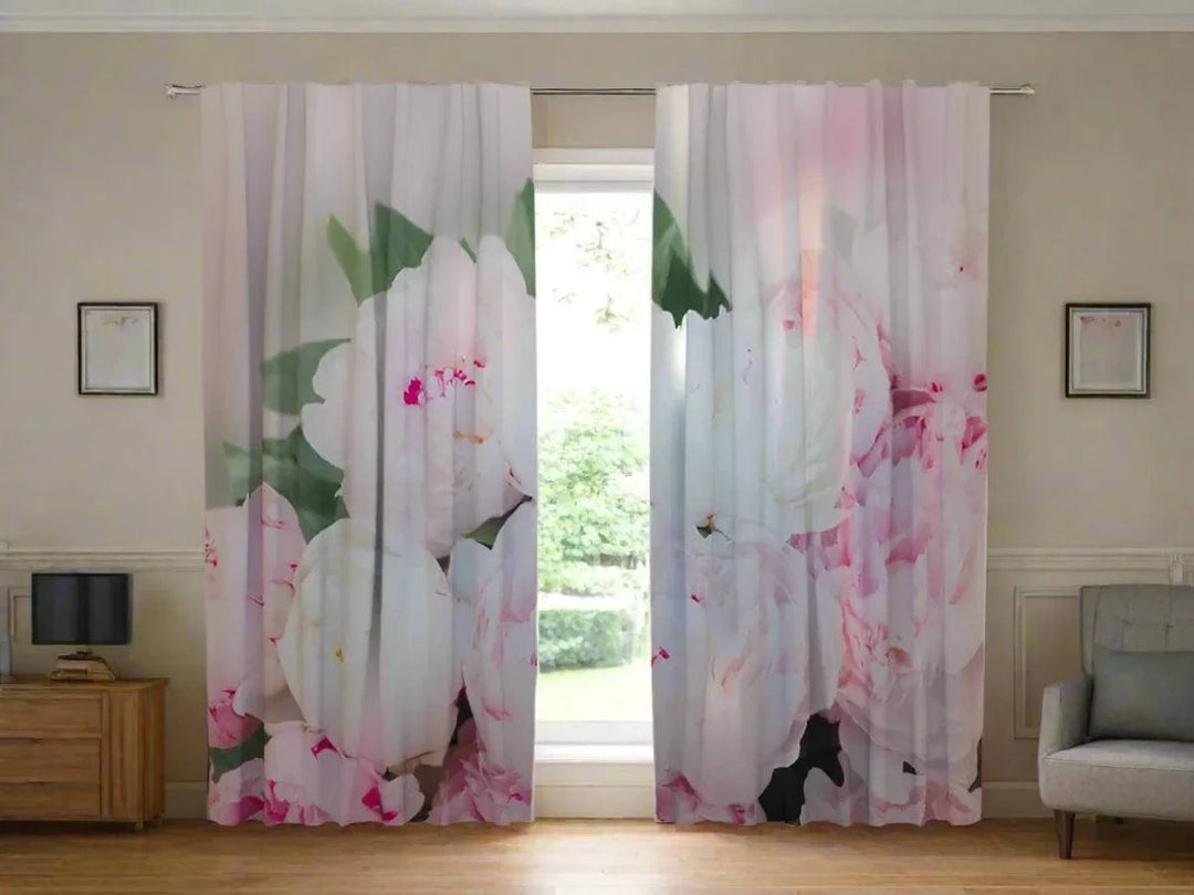 Aizkari ar vasaras ziediem - Rozā peonijas - pasūtīt pēc sava izmēra Tapetenshop.lv