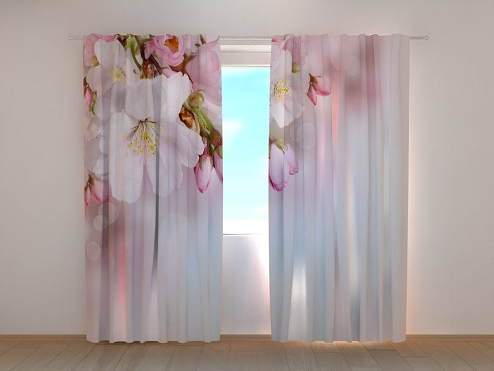 Aizkari ar ziediem rozā toņos - Pavasara tematika - uz pasūtījumu Tapetenshop.lv