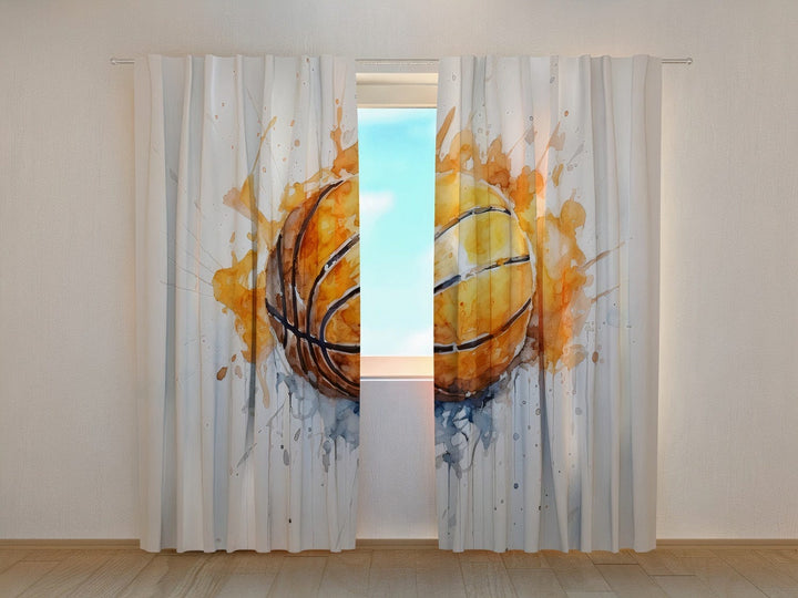 Aizkari jauniešu istabai ar sporta tematiku  - Basketbola bumba Tapetenshop.lv