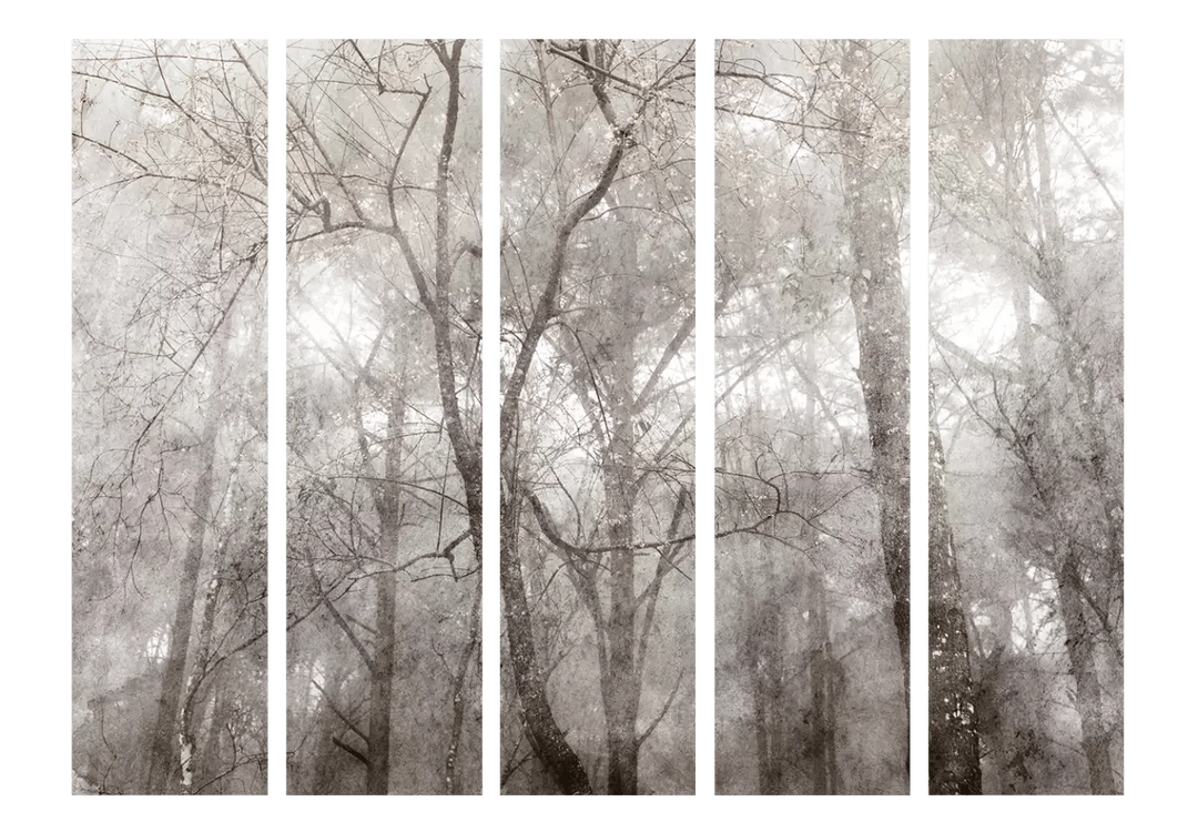 Aizslietnis - ainava ar meža skatu pelēkos toņos, 138521: 225x172 cm ART