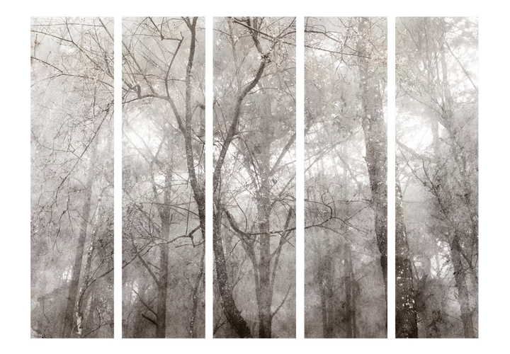 Aizslietnis - ainava ar meža skatu pelēkos toņos, 138521: 225x172 cm ART