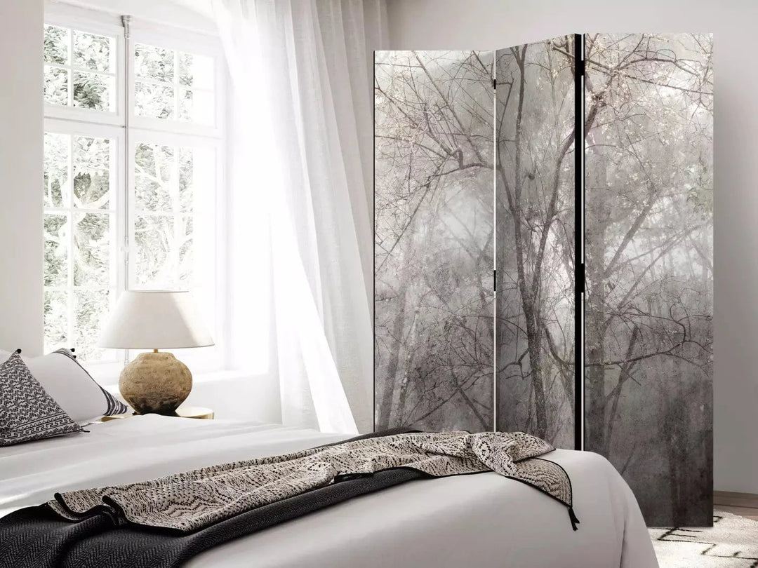 Aizslietnis - ainava ar meža skatu pelēkos toņos: 135x172 cm ART