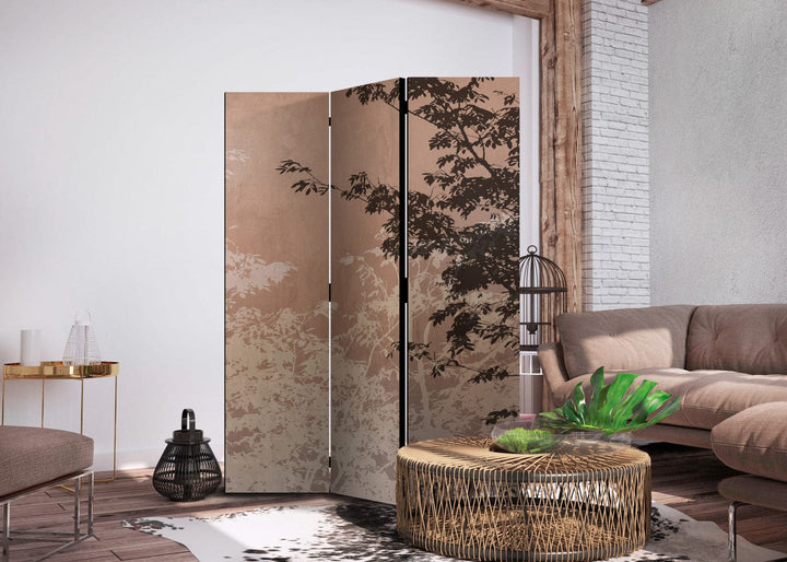 Aizslietnis - Gaiši un tumši brūni koku zari uz brūnā fona, 135x172cm ART