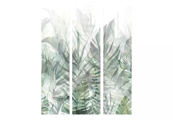 Aizslietnis - Savvaļas pļava - zaļas lapas uz balta fona, 135x172 cm ART