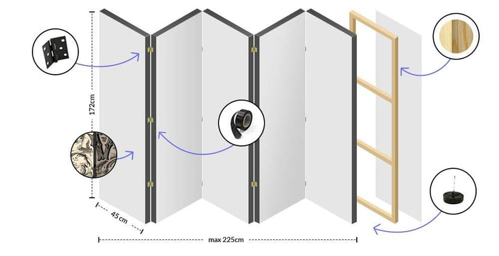 Aizslietnis ar zaļam lapām uz balta fona, 3 daļīgs 135x172 cm ART