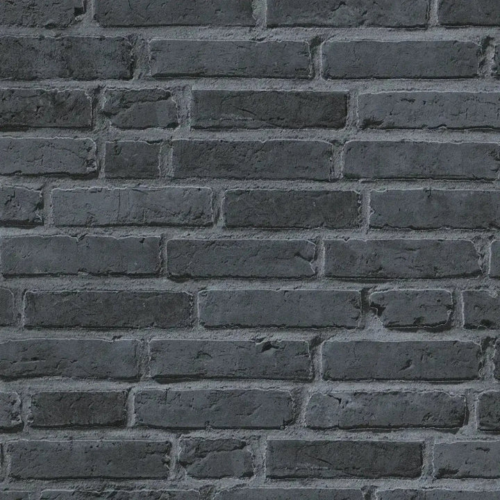 Tapetes ar ķieģeļa imitāciju AS Creation 94283-3 melnā krāsā AS Creation
