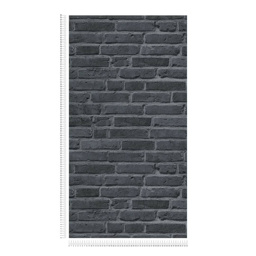 Tapetes ar ķieģeļa imitāciju AS Creation 94283-3 melnā krāsā AS Creation