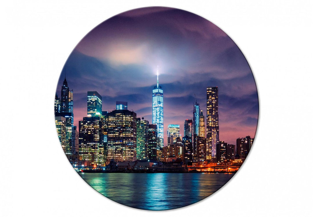 Apaļa glezna ar Ņujorku (Deluxe) - Pilsēta naktī - 148622 G-ART