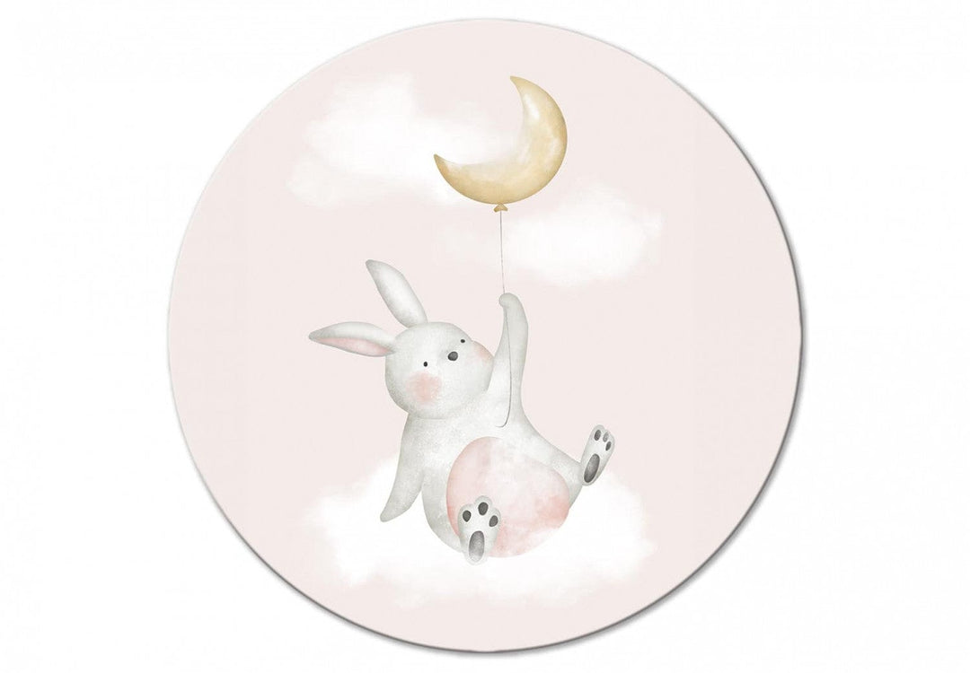 Apaļa glezna bērnistabai (Deluxe) - Zaķis uz mākoņa - 148652 G-ART