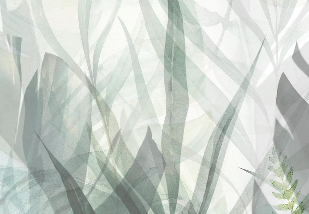 Apaļa formāta glezna - Ainava ar zaļām lapām - 148671 G-ART