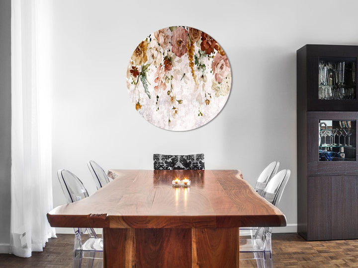 Apaļa formāta glezna - Akvareļu ziedi - 148853 G-ART