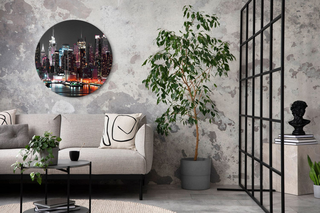 Apaļa glezna - Augsti Manhetenas debesskrāpji mēness gaismā, 148614 G-ART