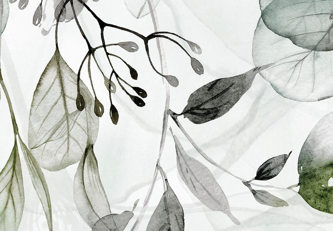 Apaļa glezna (Deluxe) - Lapas gaiši zaļā krāsā - 148675 G-ART