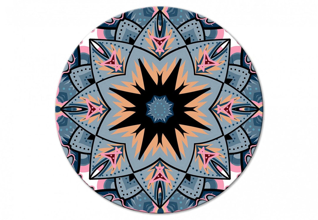 Apaļa glezna - Mandala - austrumu ornaments uz zila fona, 148738 G-ART