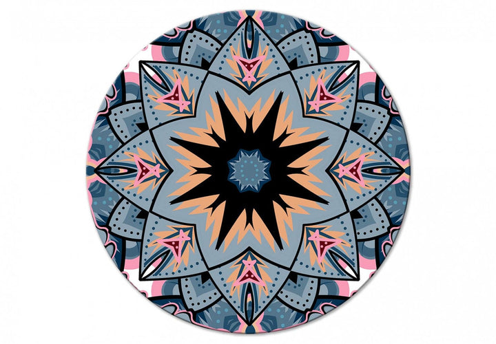 Apaļa glezna - Mandala - austrumu ornaments uz zila fona, 148738 G-ART