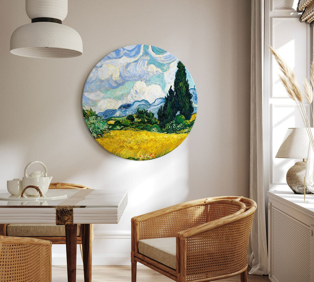 Apaļa glezna - Vinsents van Gogs - Ainava ar dzeltenu lauku, 148730 G-ART