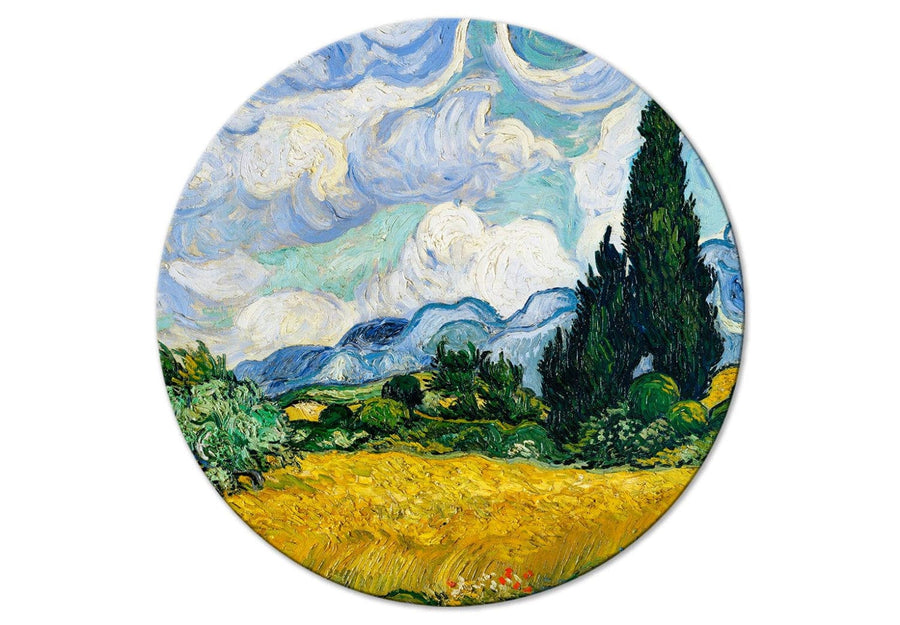 Apaļa glezna - Vinsents van Gogs - Ainava ar dzeltenu lauku, 148730 G-ART