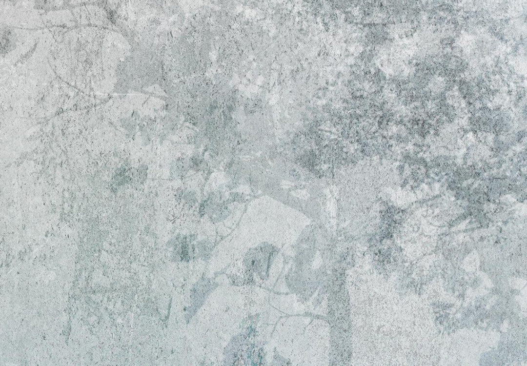 Apaļa glezna ar dabu - mežs zilos un pelēkos toņos, 151477 G-ART