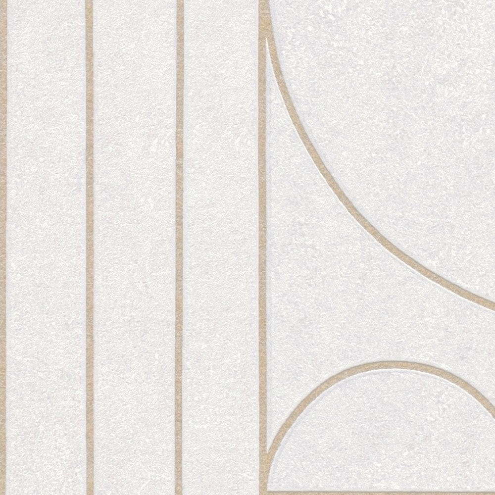 Art Deco stila tapetes ar ģeometrisko rakstu baltā krāsā - 1363660 AS Creation