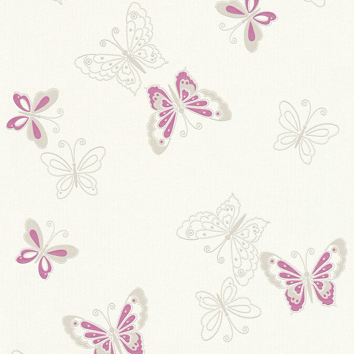 Tapetes guļamistabai ar taureņiem violetos toņos, AS Creation, 347651 AS Creation