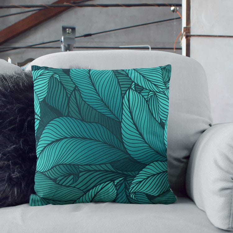 Dekoratīvas spilvendrānas - Grafisks ziedu raksts jūras toņos G-art