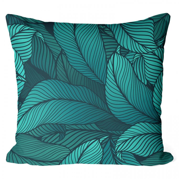 Dekoratīvas spilvendrānas - Grafisks ziedu raksts jūras toņos G-art