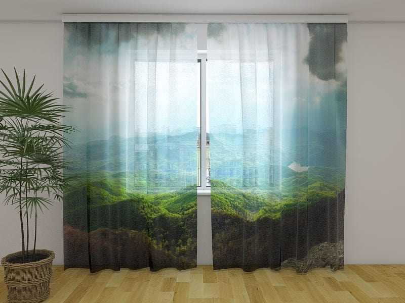 Dienas un nakts aizkari ar dabas tematiku - Saullēkts kalnos Tapetenshop.lv