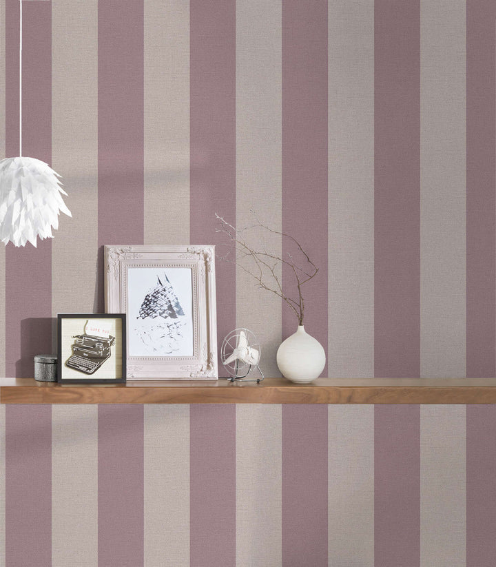 Ekoloģiskas svītrainas tapetes, bez PVC: violetos toņos - 386654 AS Creation