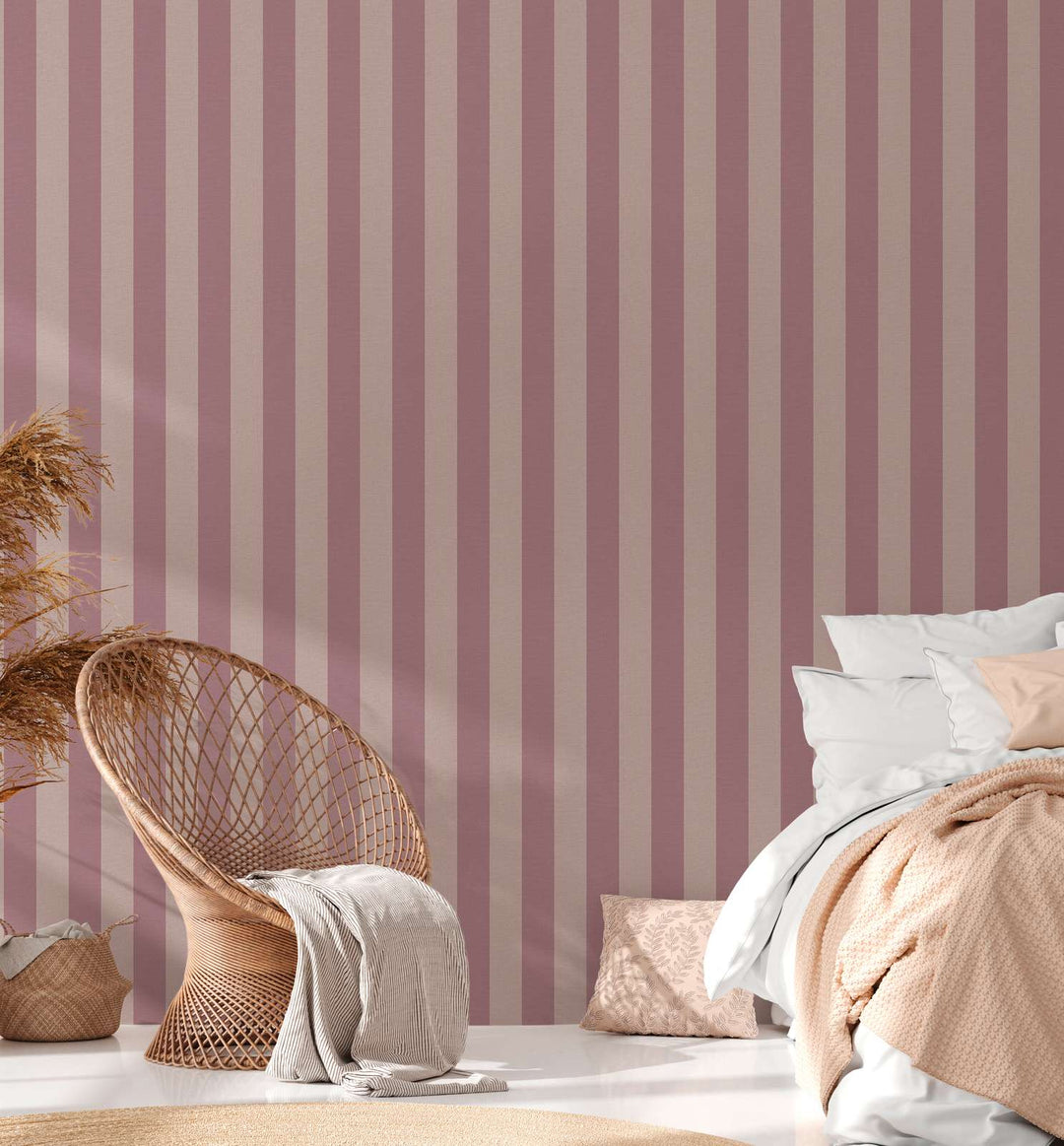Ekoloģiskas svītrainas tapetes, bez PVC: violetos toņos - 386654 AS Creation