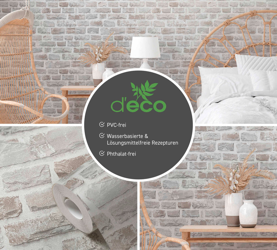 Ekoloģiskas tapetes ar dabīgā akmens rakstu: pelēkā krāsā, 386371 AS Creation