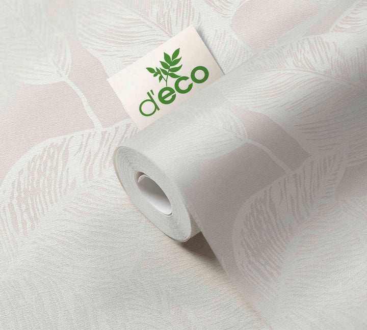 Ekoloģiskas tapetes ar lapas rakstu, bez PVC: pelēkā, baltā, 386632 AS Creation