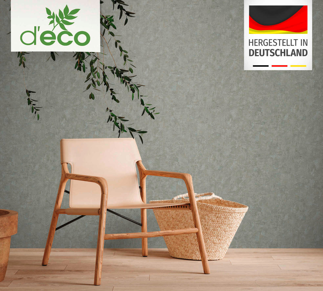 Ekoloģiskas tapetes bez PVC ar teksturētu izskatu zaļā krāsā, 386391 AS Creation