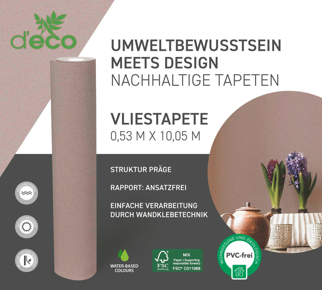 Ekoloģiskas vienkrāsainas tapetes, bez PVC: brūnos toņos - 386668 AS Creation