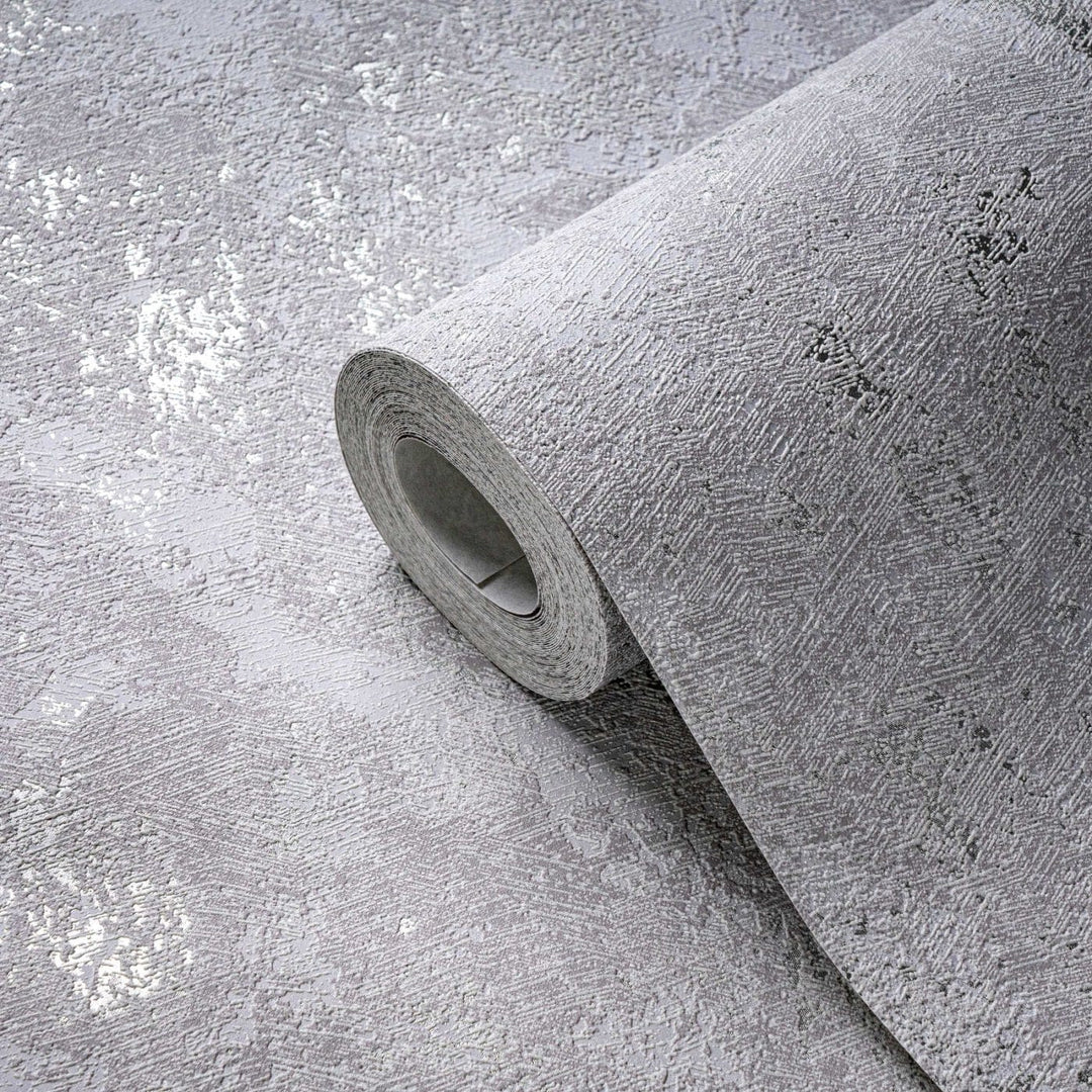 Flizelīna tapetes - apmetums ar sudraba akcentiem - pelēka, 393872 AS Creation