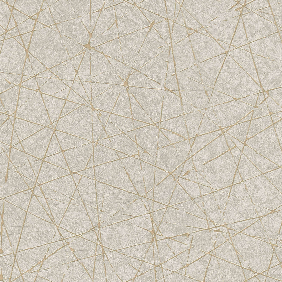 Flizelīna tapetes ar grafisko līniju rakstu bēšā un zeltā krāsā - 1375135 AS Creation