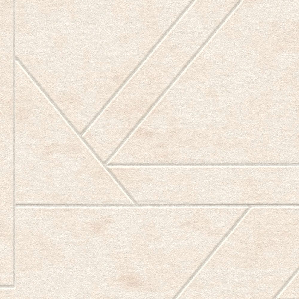 Flizelīna tapetes ar grafisku līniju rakstu, krēmkrāsā, 1374016 AS Creation